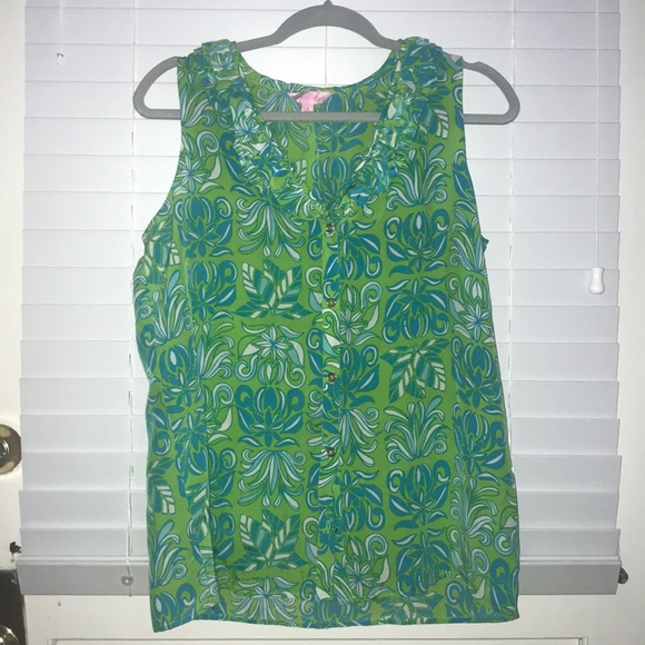 Lilly Pulitzer Tops - Lilly Pulitzer Green and Blue Sleeveless Top